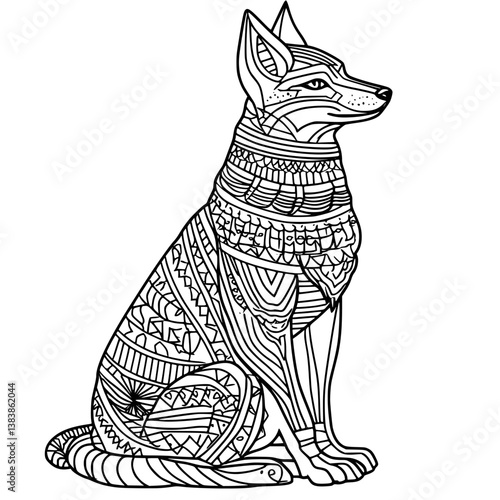 Jackal coloring book vector design, Jackal vector graphic