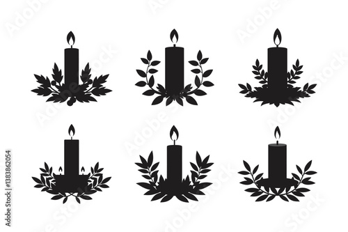 candle centerpiece greenery vector art silhouette