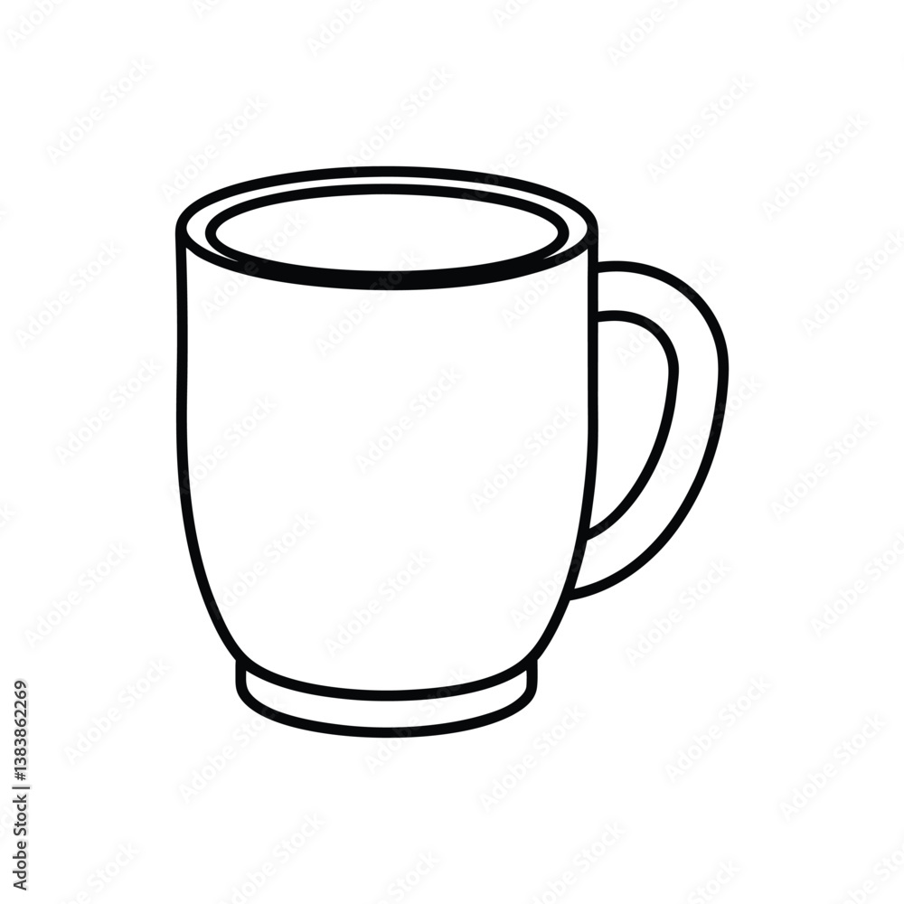 A clip art of mug outline on white background A clip art of mug outline on white background