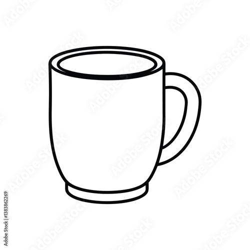 A clip art of mug outline on white background