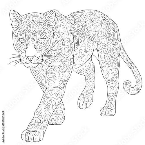 Panther coloring book vector design, Panther vector graphic
