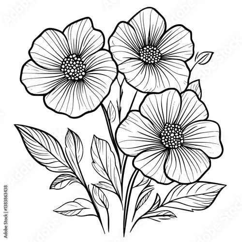 Wallpaper Mural Wildflower coloring book vector art, Wildflower vector graphic Torontodigital.ca
