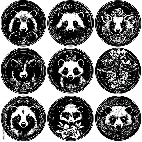 Collection of Badgers mandala vector design, Badgers vector image