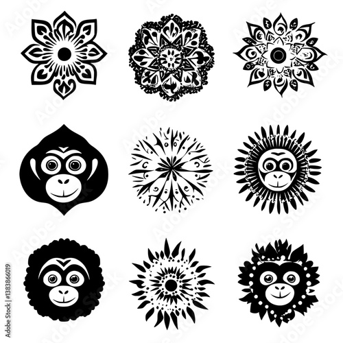 Collection of Baboons mandala vector design, Baboons vector image