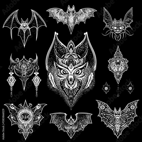 Collection of Bats mandala vector design, Bats vector image