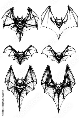Collection of Bats coloring book vectors, Bats vector image