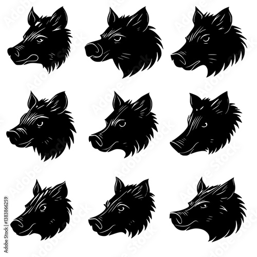 Collection of Boars vector designs, Boars vector image
