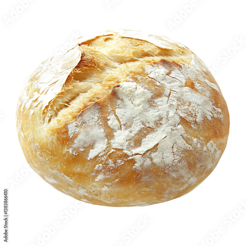 A Rustic Round Loaf of Pain de Campagne Isolated on Transparent Background