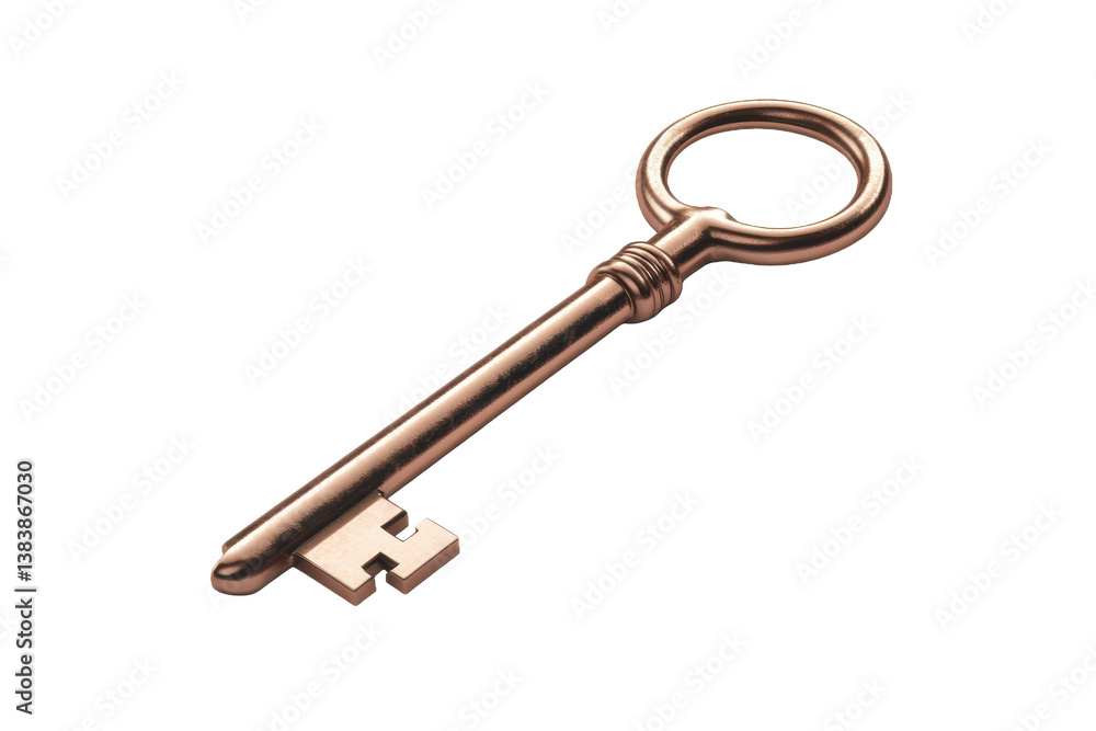 Copper Key With Shiny Surface And Detailed Tooth Pattern Transparent Background Copper Key With Shiny Surface And Detailed Tooth Pattern Transparent Background