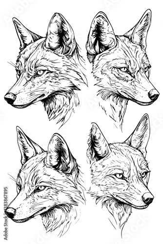 Collection of Jackals coloring book vectors, Jackals vector image