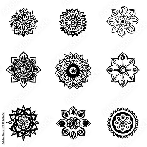 Collection of Yarrows mandala vector design, Yarrows vector image