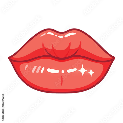 Vector illustration showing a close up of glossy, plump lips in soft pink tones. Isolated design on white background. Perfect for beauty, skincare, and lip enhancement visuals.
