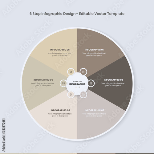 6 Step Infographics Design Template, circle diagram, Modern Business presentation Infographic elements, colorful circle workflow slide template,  Timeline minimalist rounded infographic template