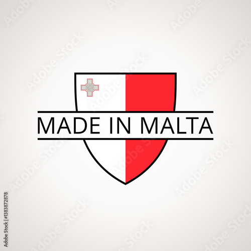 Made in Malta - coat of arms with Maltese flag