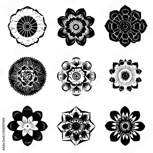 Collection of Begonias mandala vector design, Begonias vector illustration
