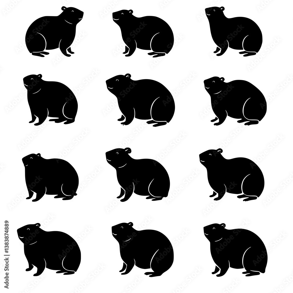 Fototapeta premium Collection of Capybaras vector designs, Capybaras vector illustration