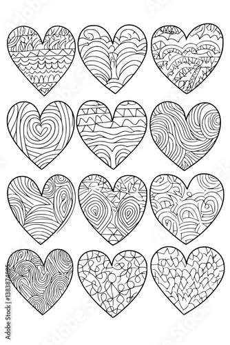 Collection of Candy hearts coloring book vector designs, Candy hearts vector illustration