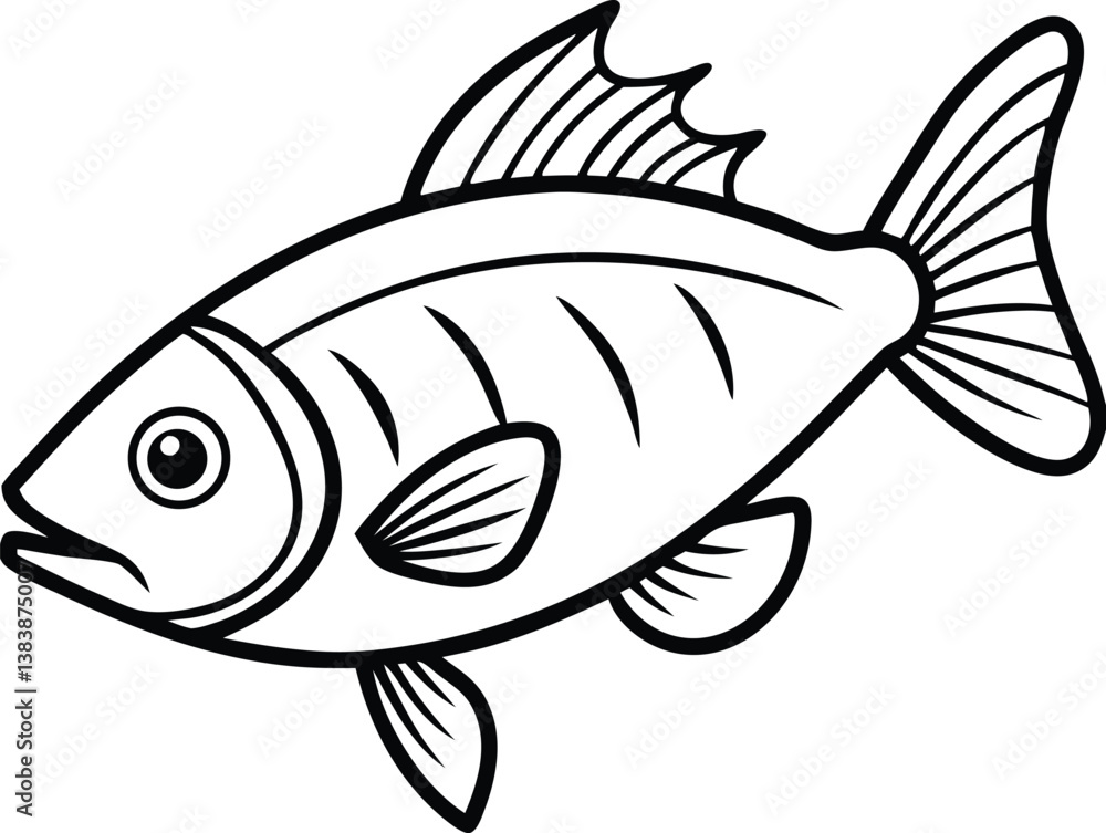 Buffer Fish Line art Design with white background Buffer Fish Line art Design with white background