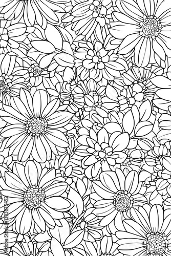 Collection of Daisies coloring book vectors, Daisies vector illustration