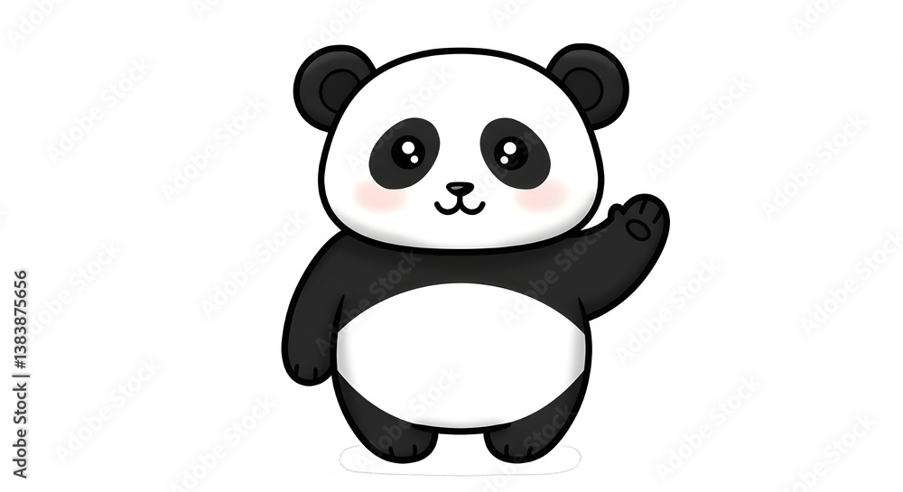 Fototapeta premium Cute panda thumbs up cartoon