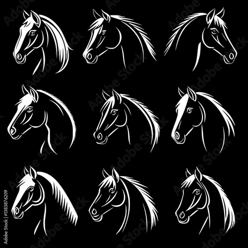 Collection of Horses vector designs, Horses vector illustration