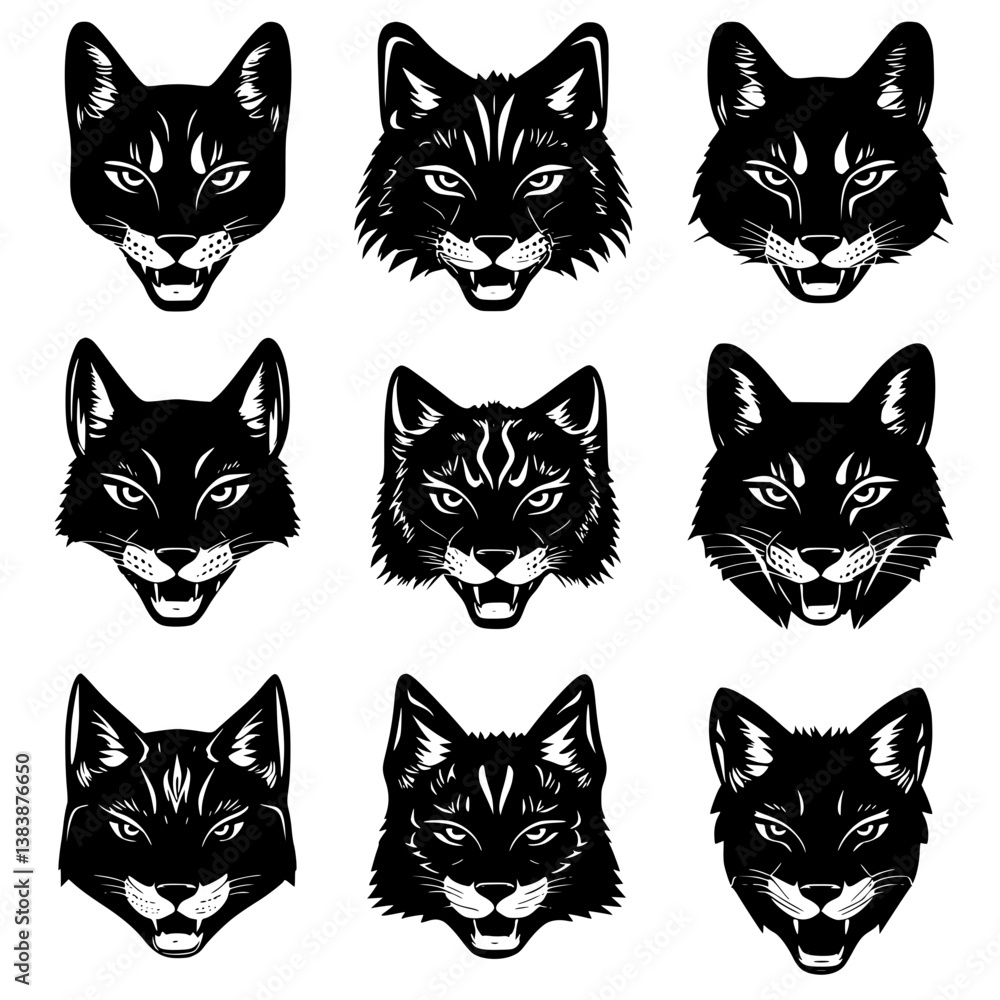 Obraz premium Collection of Lynxes vector designs, Lynxes vector illustration