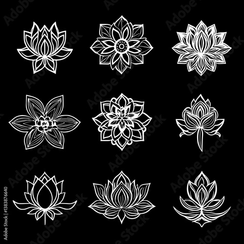 Collection of Lotuses mandala vector design, Lotuses vector illustration