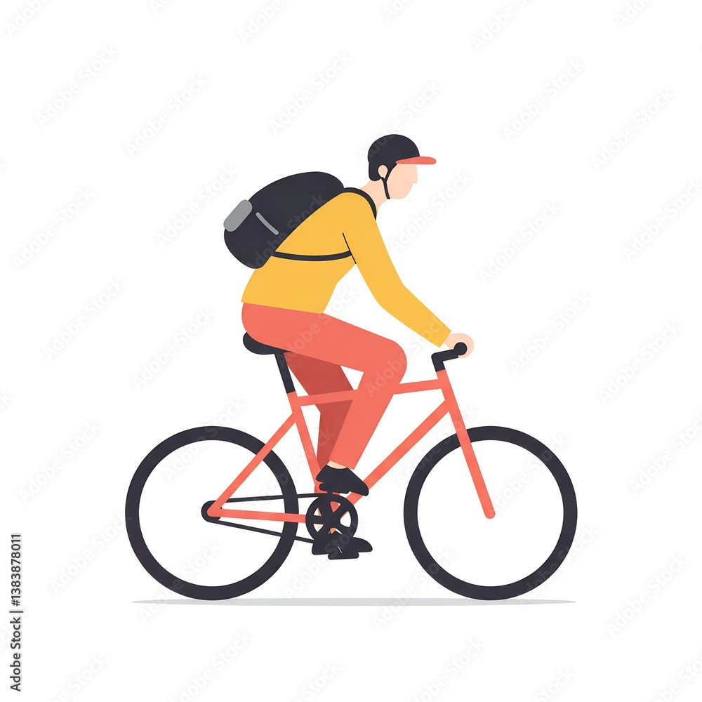 Naklejka premium Person riding a bicycle in a minimalist style 