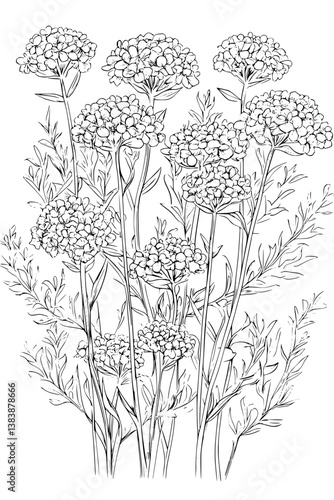 Collection of Yarrows coloring book vectors, Yarrows vector illustration