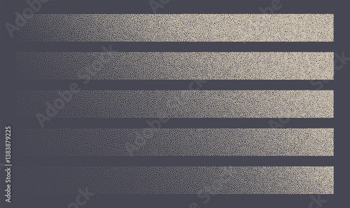 Various Stipple Diagonal Gradients Vector Design Elements Set Abstract Background. Dot Work Style Textured Brushstrokes Assorted Clip Art Collection. Dotted Tilted Gradient Patterned Straight Borders