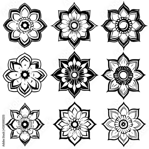 Collection of Asters mandala vector design, Asters illustration art