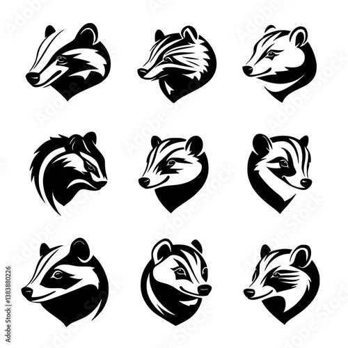 Collection of Badgers vector designs, Badgers illustration art