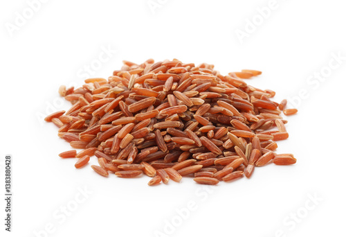 Obraz na płótnie Pile of raw brown rice isolated on white w salonie