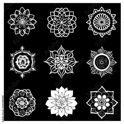Collection of Begonias mandala vector design, Begonias illustration art