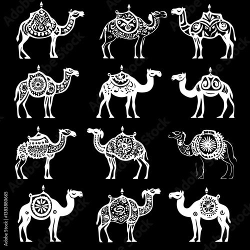 Collection of Camels mandala vector design, Camels illustration art