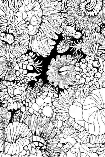 Collection of Corals coloring book vector designs, Corals illustration art
