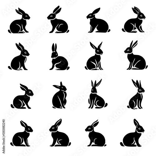Collection of Hares vector designs, Hares illustration art