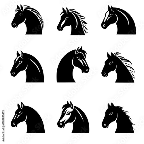 Collection of Horses vector designs, Horses illustration art