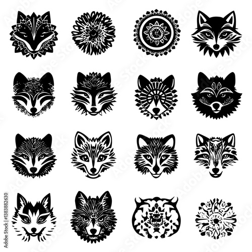 Collection of Jackals mandala vector design, Jackals illustration art