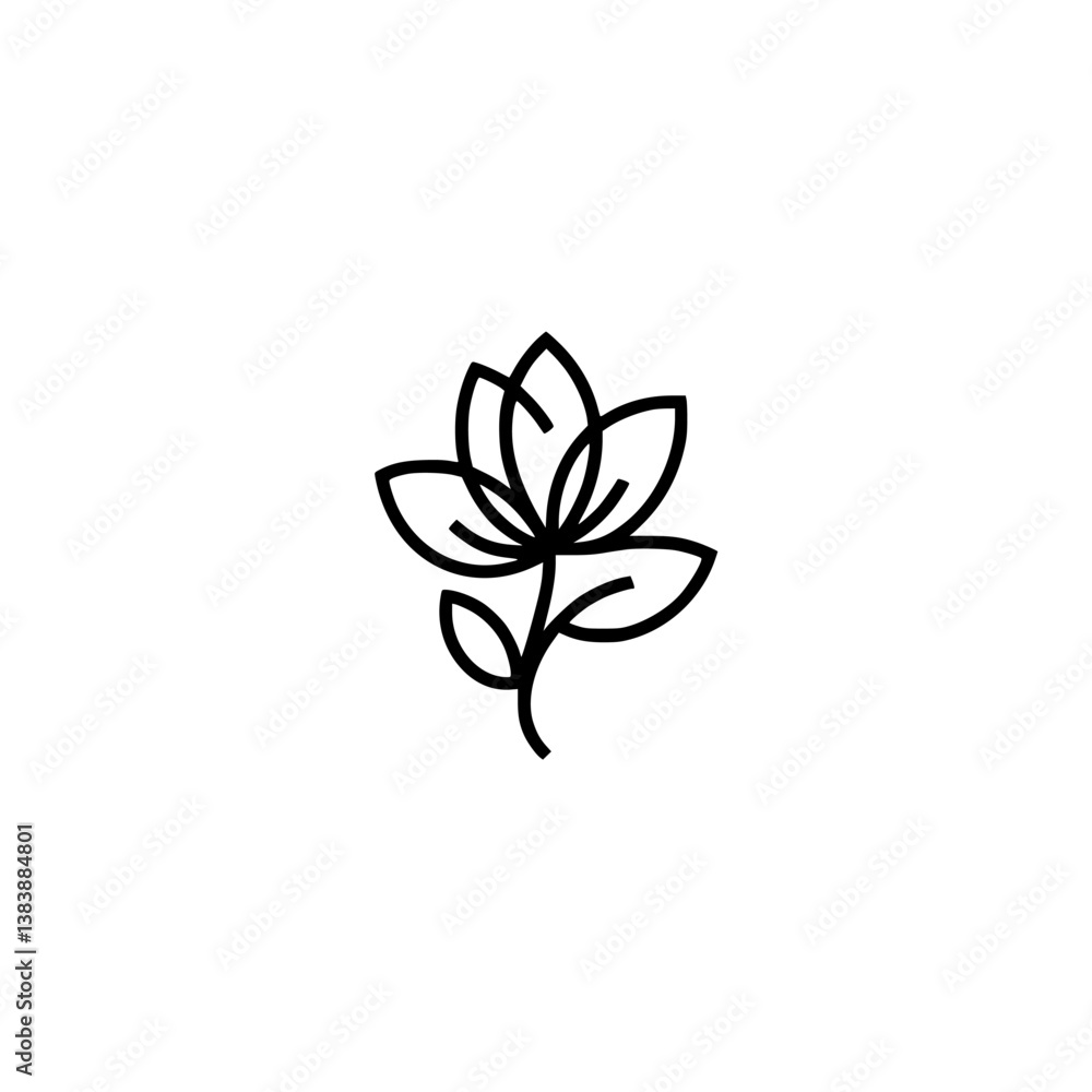 Minimalist Flower Icon, Line Art, Elegant Design Element Minimalist Flower Icon, Line Art, Elegant Design Element