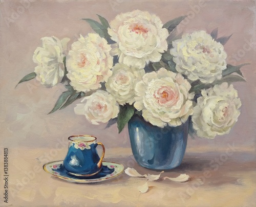 delicate bouquet of white peonies