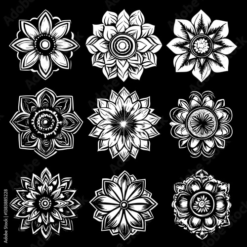 Collection of Yarrows mandala vector design, Yarrows illustration art