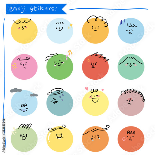 colorful emoji stikers set