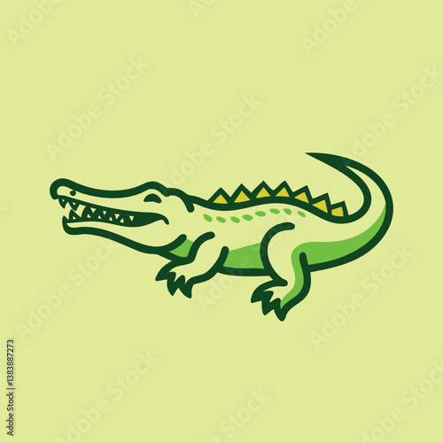 Nile Crocodile Illustration Jagged Back Scales and an Open Jar