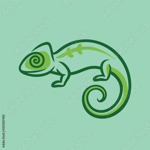 Chameleon Illustration Curled Tail and Independently Swivelin