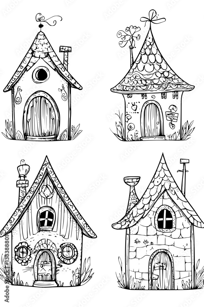 Fototapeta premium Collection of Barns coloring book vector designs, Barns vector graphic