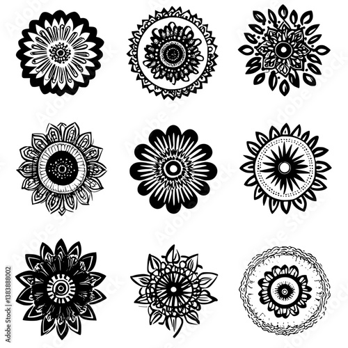 Collection of Asters mandala vector design, Asters vector graphic
