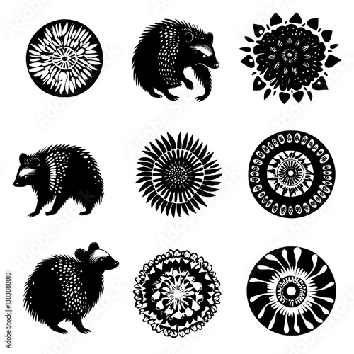 Collection of Badgers mandala vector design, Badgers vector graphic