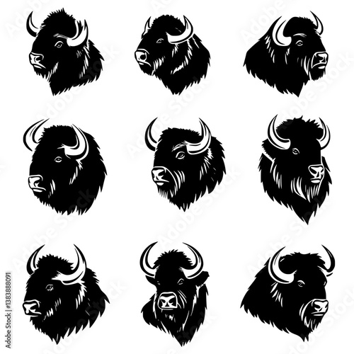 Collection of Bison vector designs, Bison vector graphic