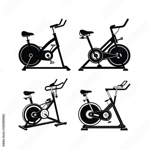 Black silhouette sports bike with large flywheel curved handlebar 2